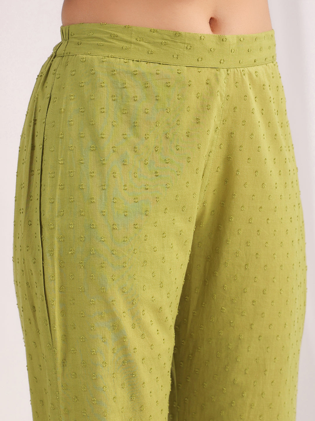 Green Dobby Cotton Self Design Regualr Co-ord Set