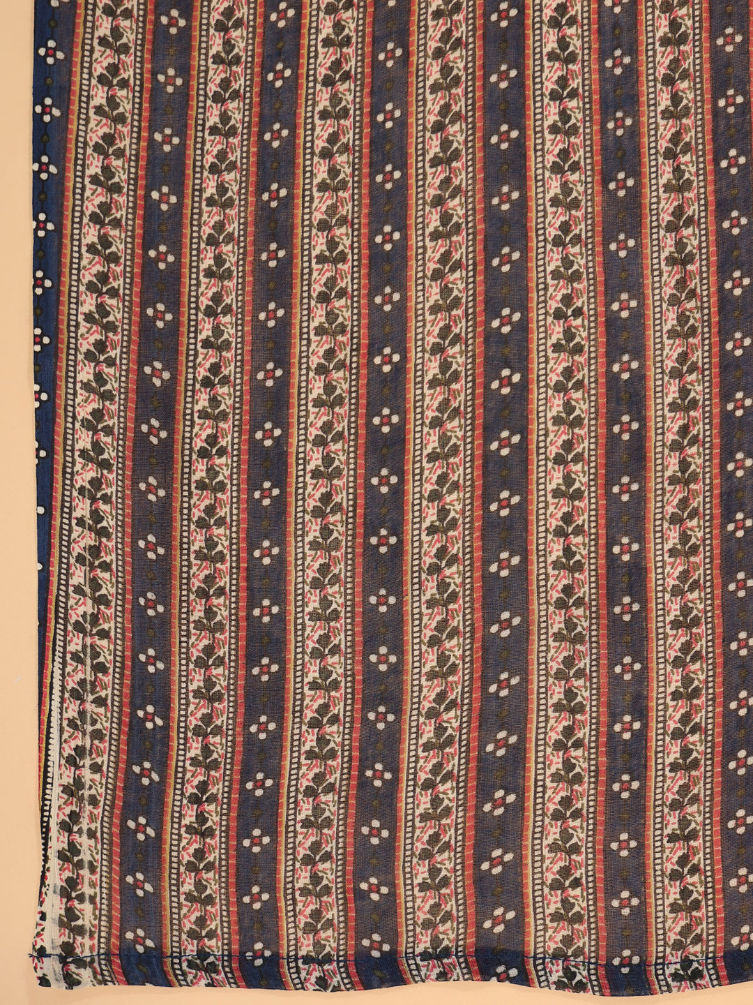 Dark Blue Cotton Ethnic Motifs Straight Kurta Set