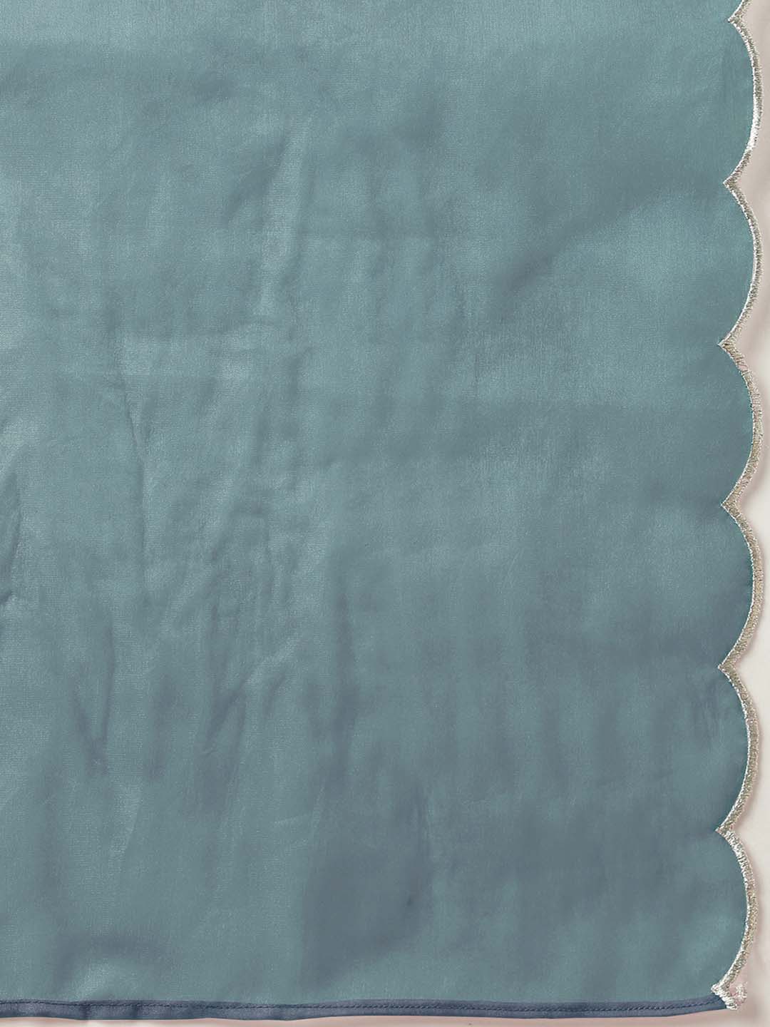 Ice Blue Silk Blend Embroidered Regular Kurta Set