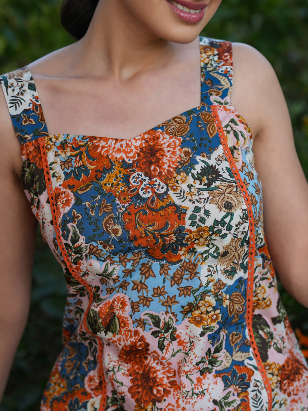 Multicolor Pure Cotton Floral Printed Straight Kurta Pant Set