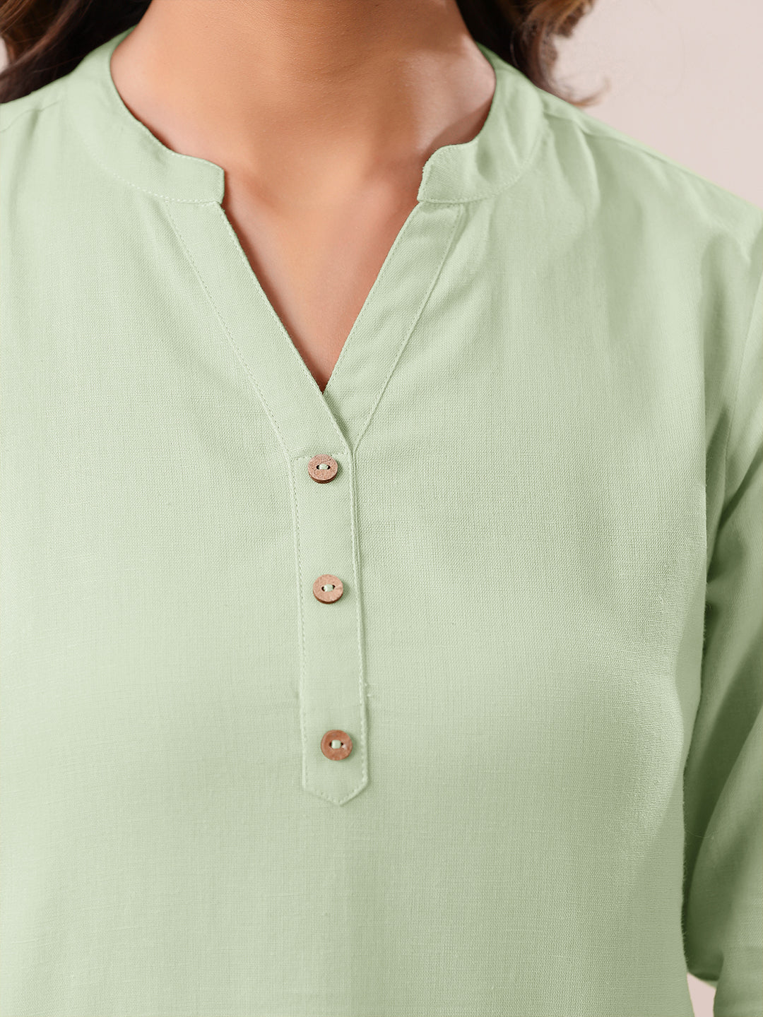 Mint Cotton Blend Solid A-line Top
