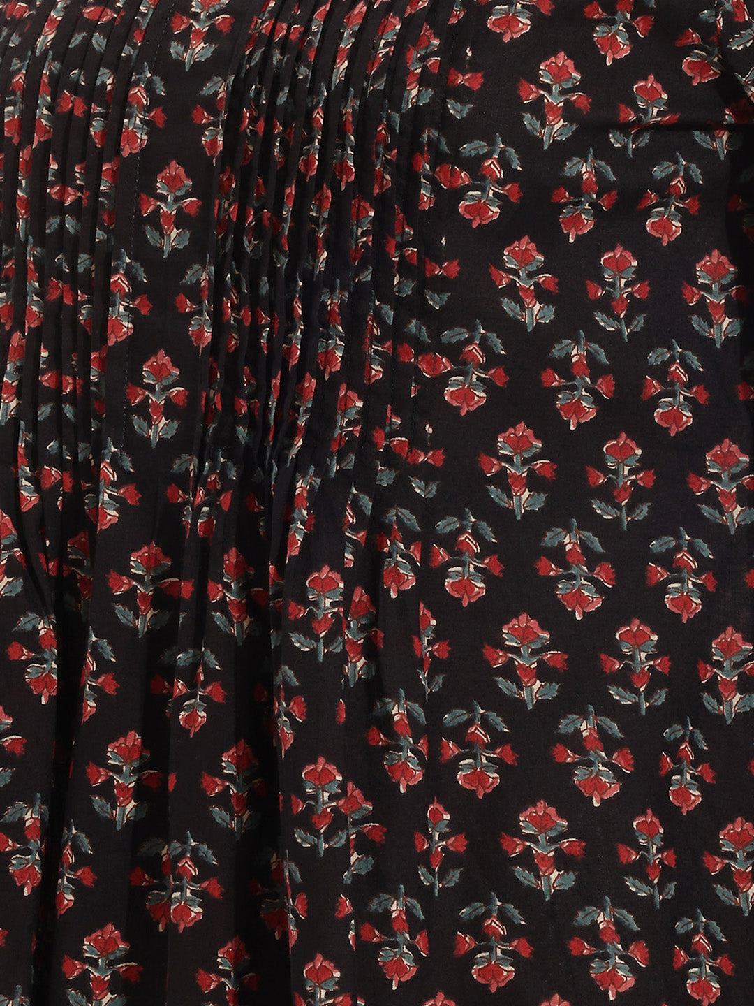 Janasya Women's Brown Pure Cotton Floral Printed A-Line Top