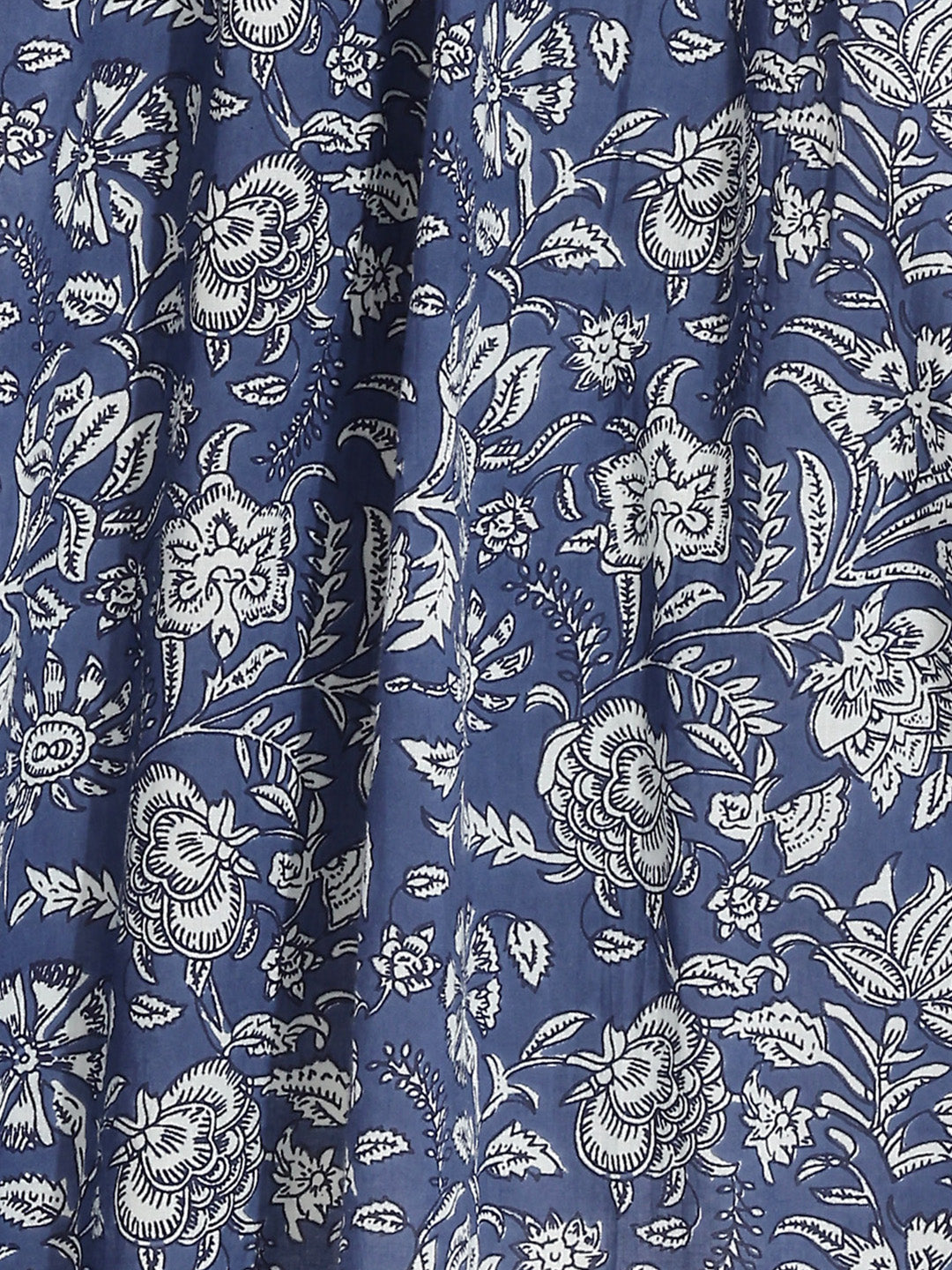 Janasya Women's Blue Pure Cotton Floral Printed Peplum Top
