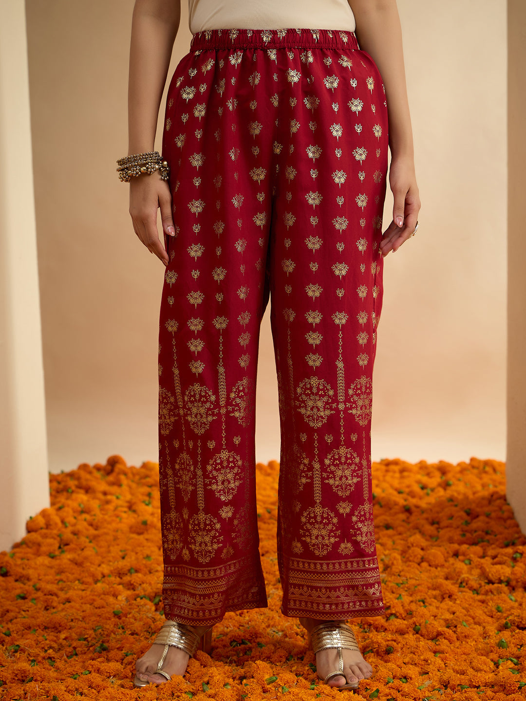 Janasya Women's Maroon Chanderi Silk Zari Embroidered Straight Kurta Set