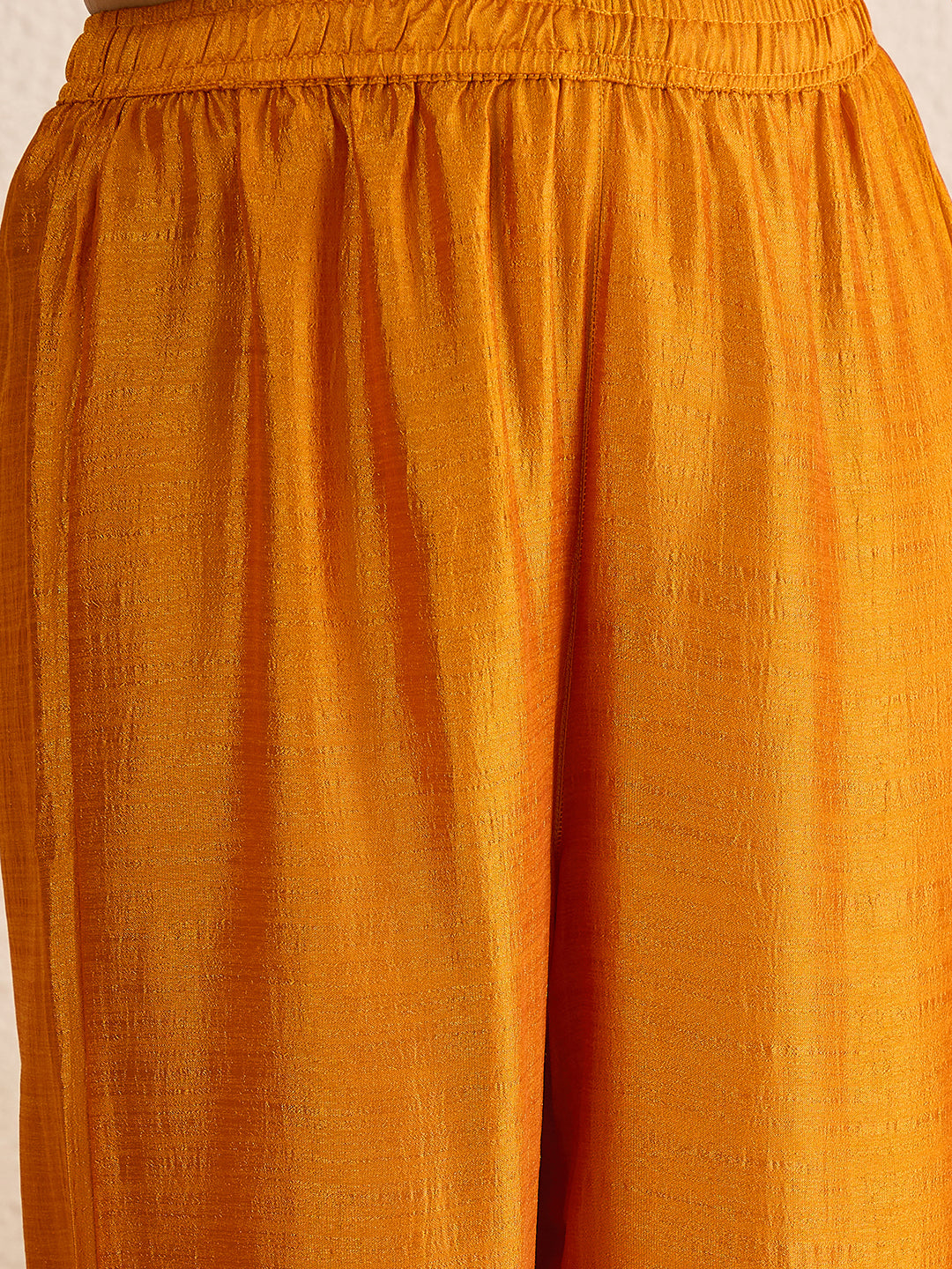 Janasya Women's Mustard Silk Blend Floral Zari Embroidered Anarkali Kurta Set