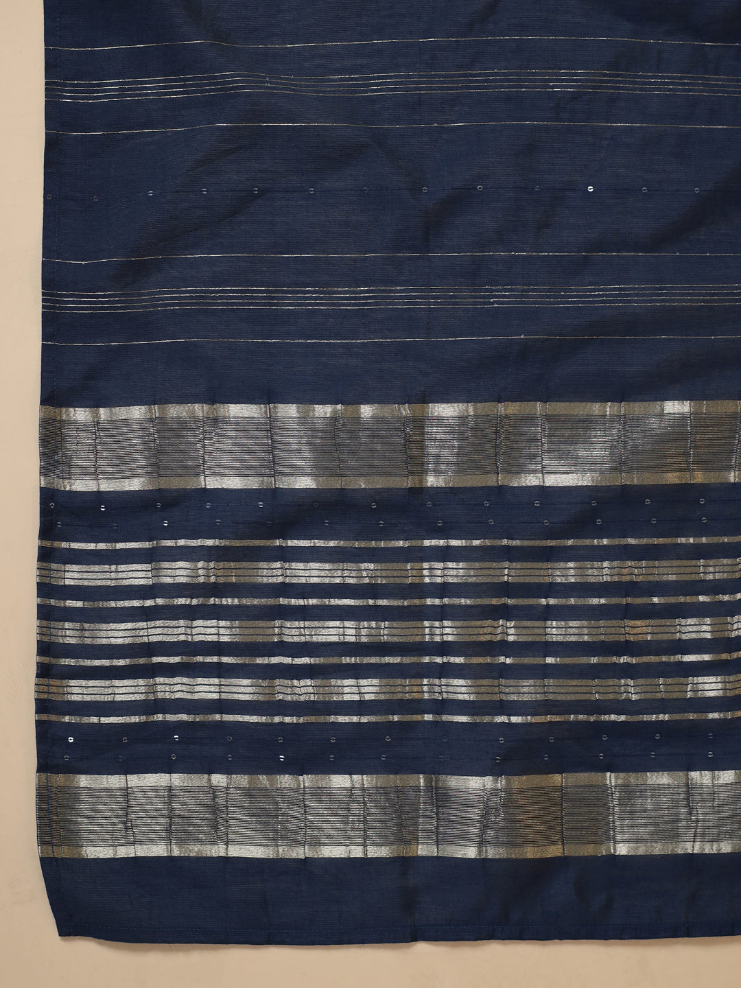 Blue Cotton Blend Yoke Embroidery Straight Kurta Set