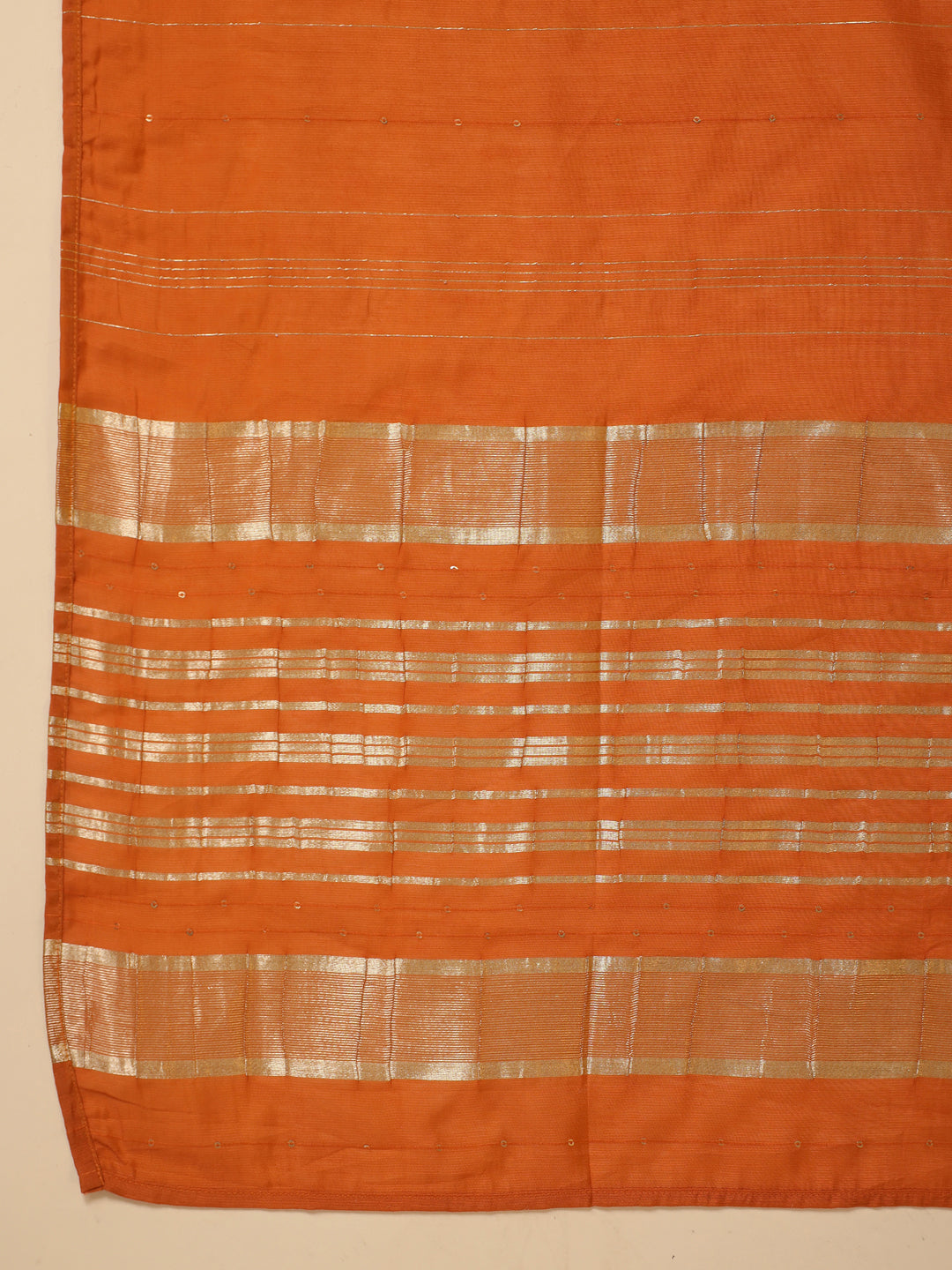 Rust Cotton Blend Yoke Design Straight Kurta Set