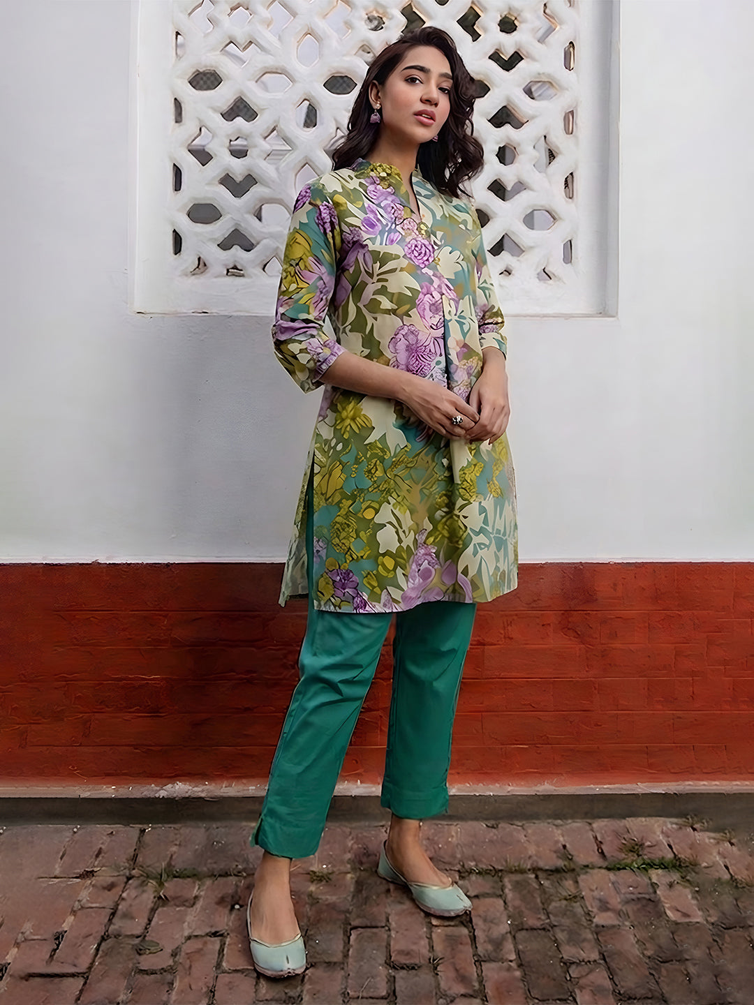 Janasya Women's Multi Pure Cotton Floral Printed A-line Tunic