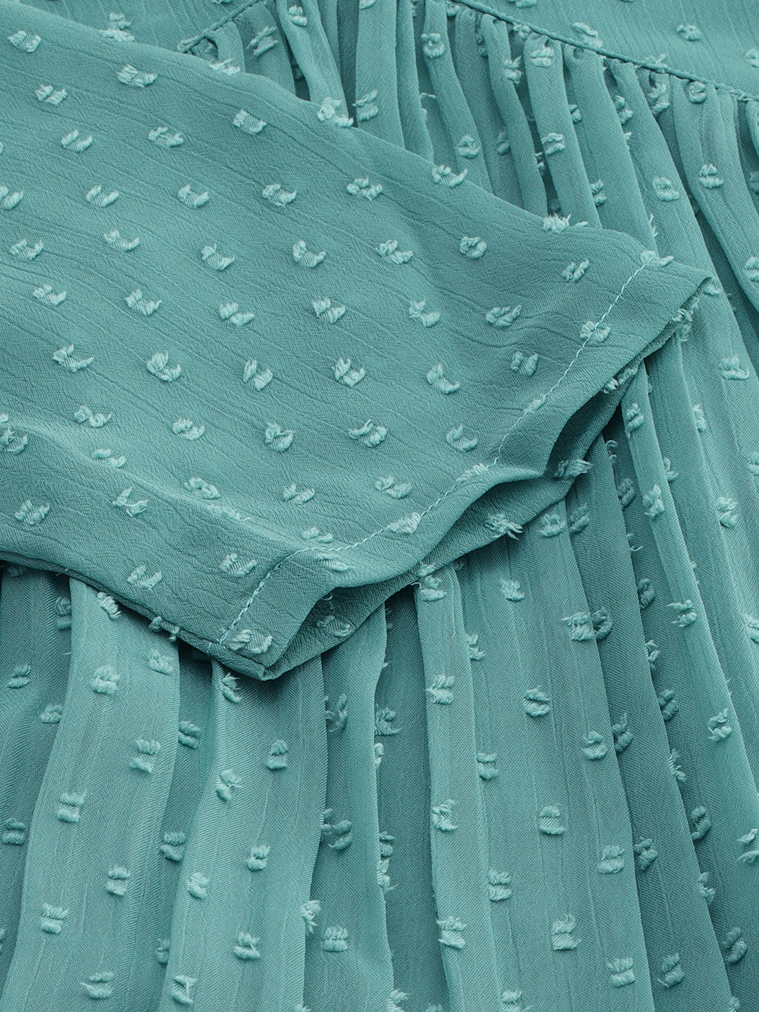 Green Poly Chiffon Self Design Flared Kurta