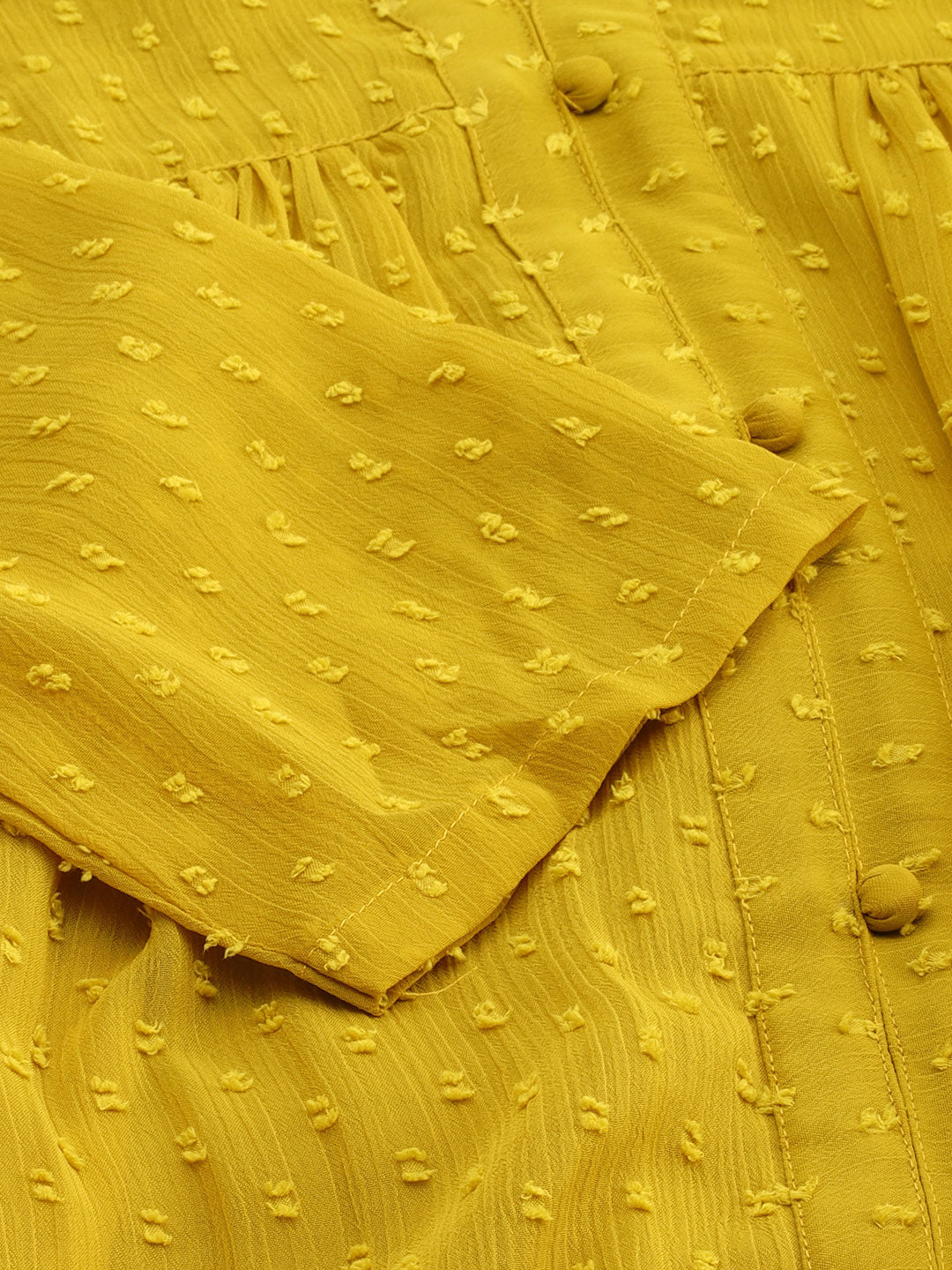 Mustard Poly Chiffon Self Design Frontslit Kurta Janasya