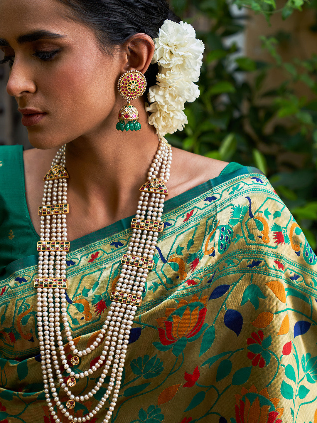 Green Paithani Silk Woven Bagh Design Saree with Unstitched Blouse Piece