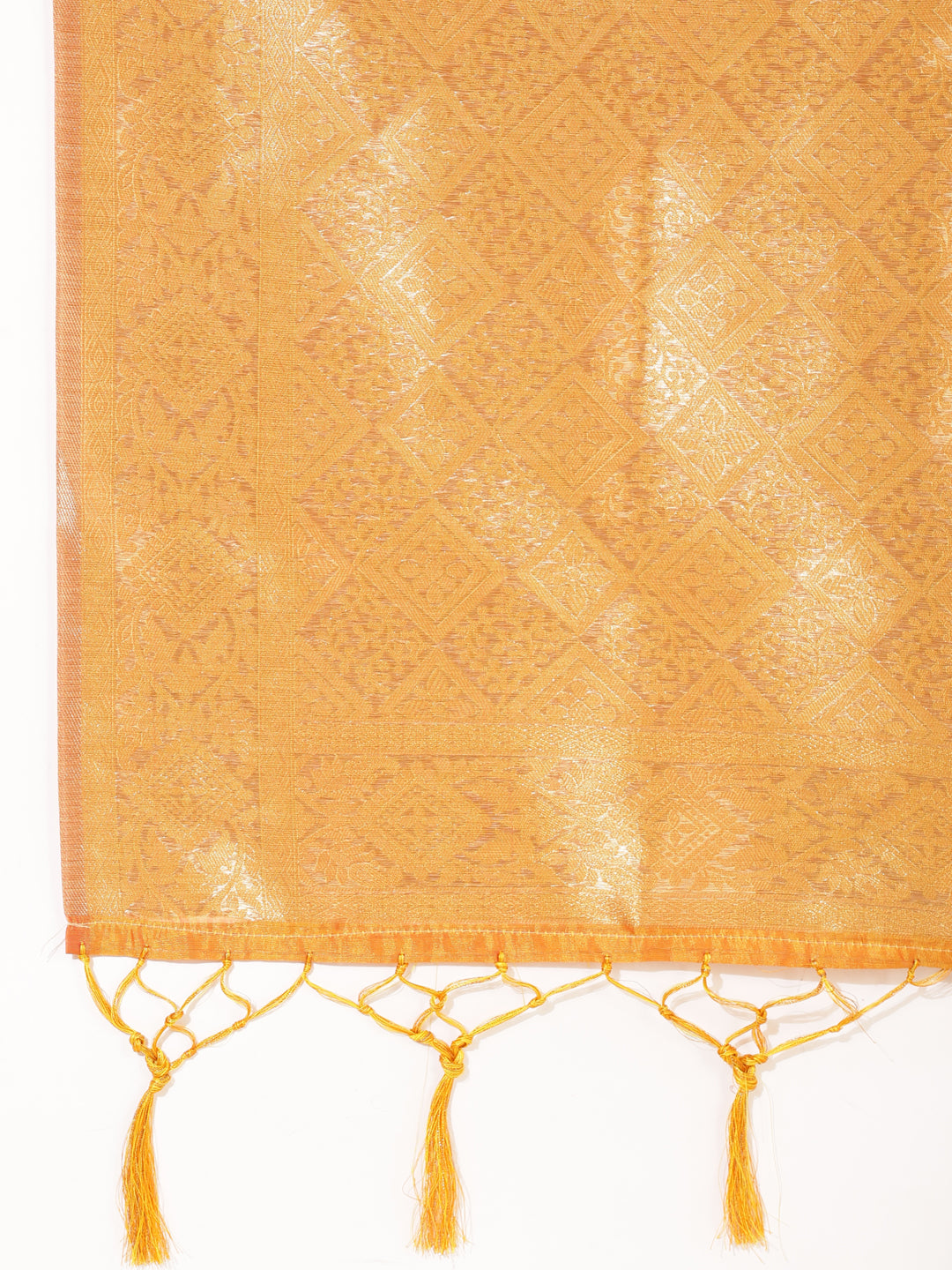 Yellow Organza Woven Ethnic Motifs Saree with Unstitched Blouse Piece