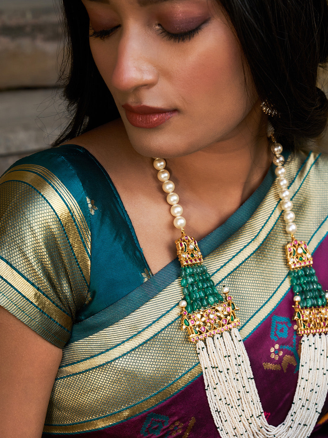 Wine Cotton Silk Woven Ethnic Motifs Saree with Unstitched Blouse Piece