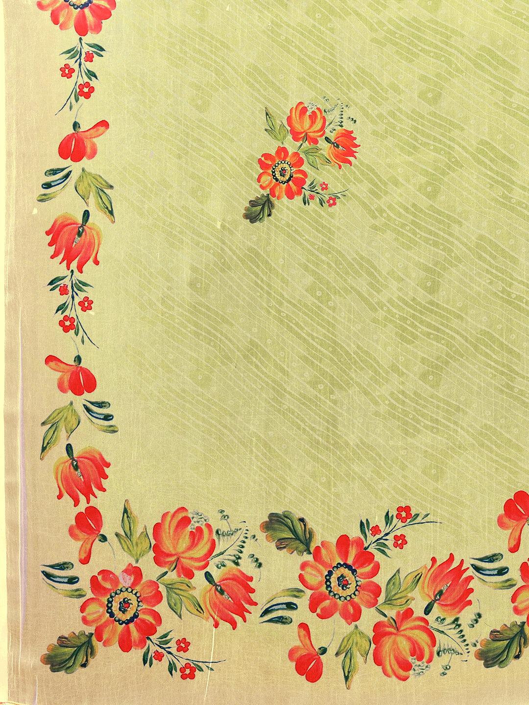 Light Green Georgette Floral Printed Daily Wear Saree with Blouse Piece