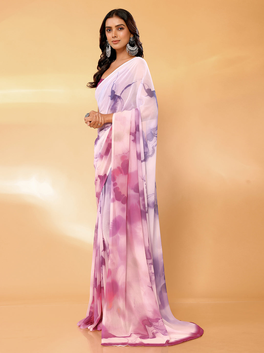 Multicolor Georgette Ombre Printed Daily Wear Saree with Blouse Piece