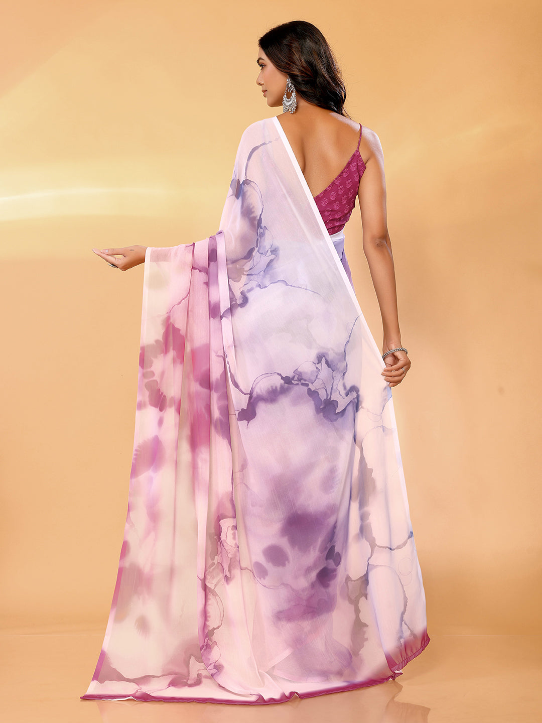 Multicolor Georgette Ombre Printed Daily Wear Saree with Blouse Piece