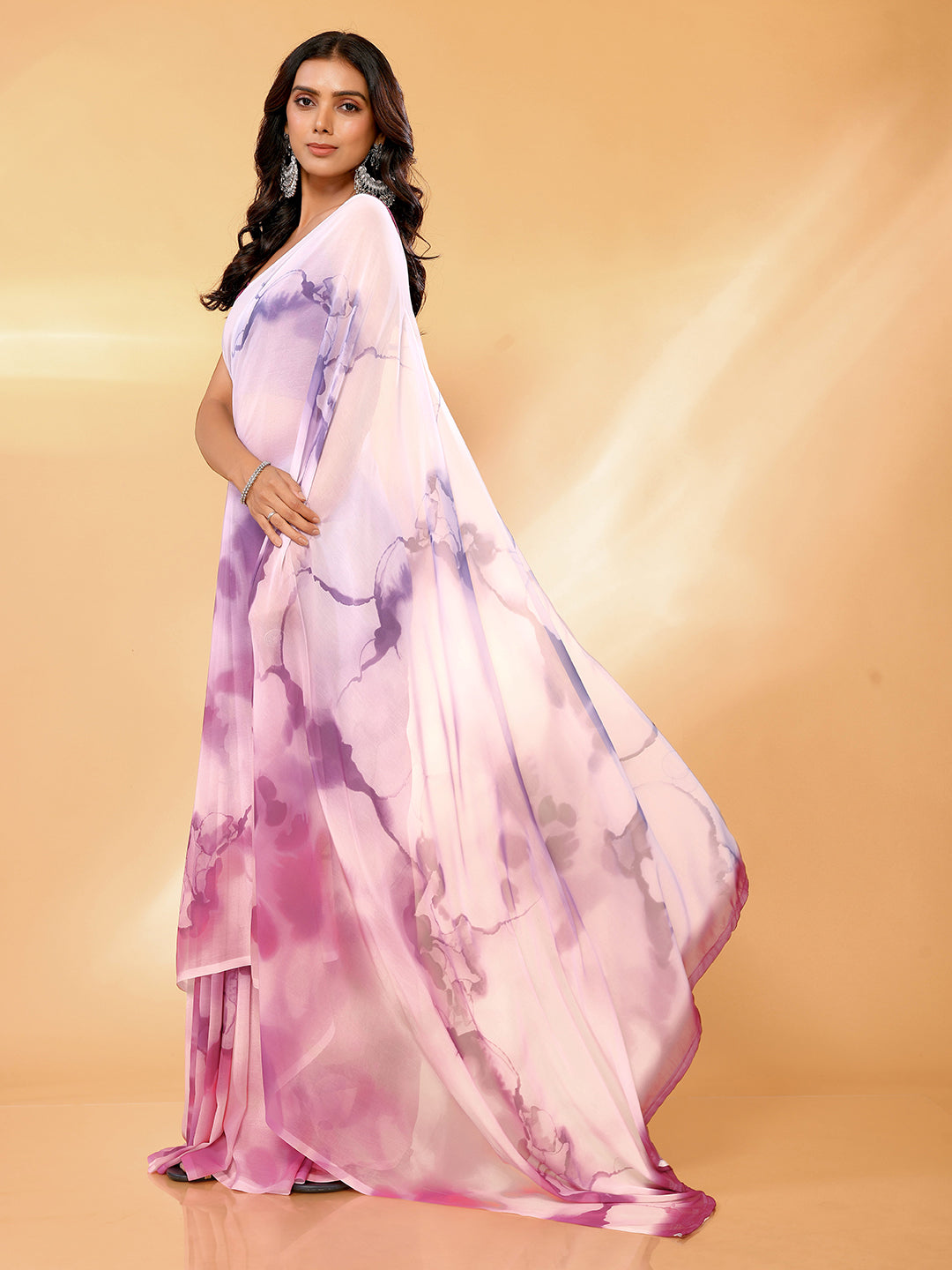 Multicolor Georgette Ombre Printed Daily Wear Saree with Blouse Piece