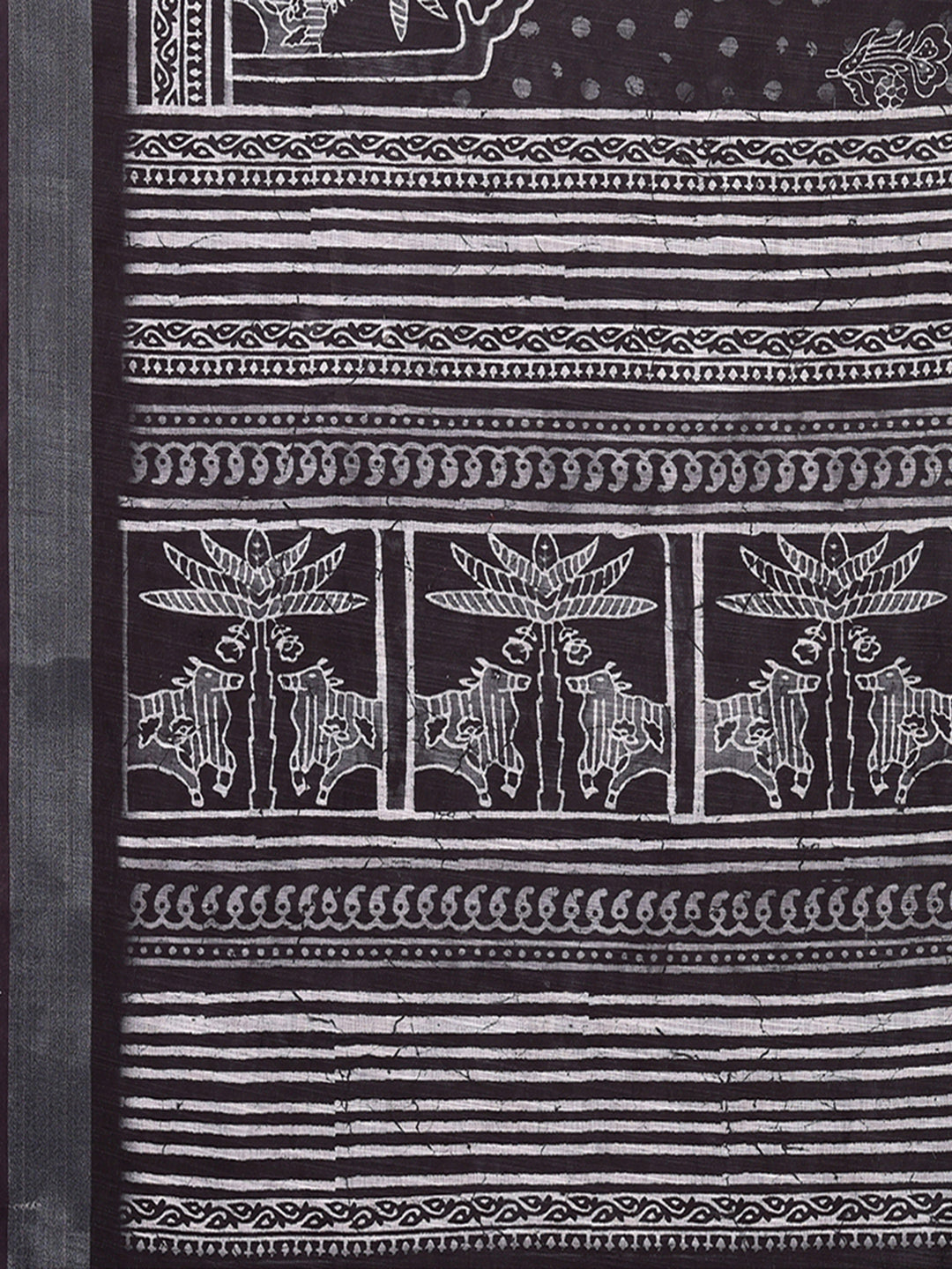 Black Linen Blend Polka Printed Daily Wear Saree with Blouse Piece