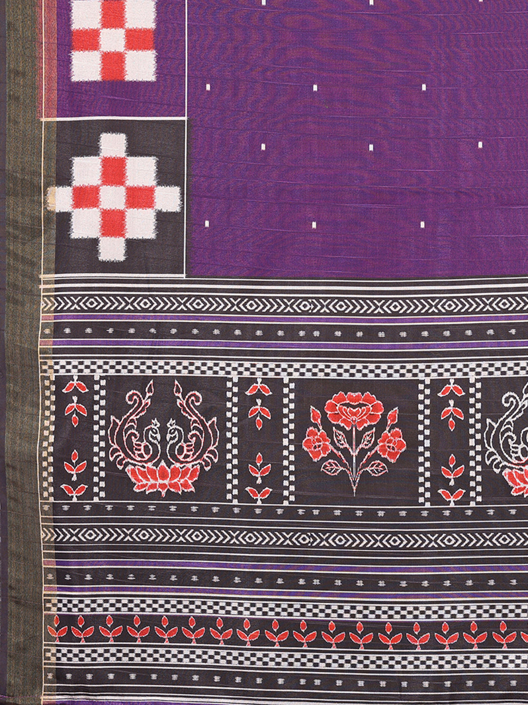 Purple Chanderi Silk Geometric Printed Saree with Blouse Piece