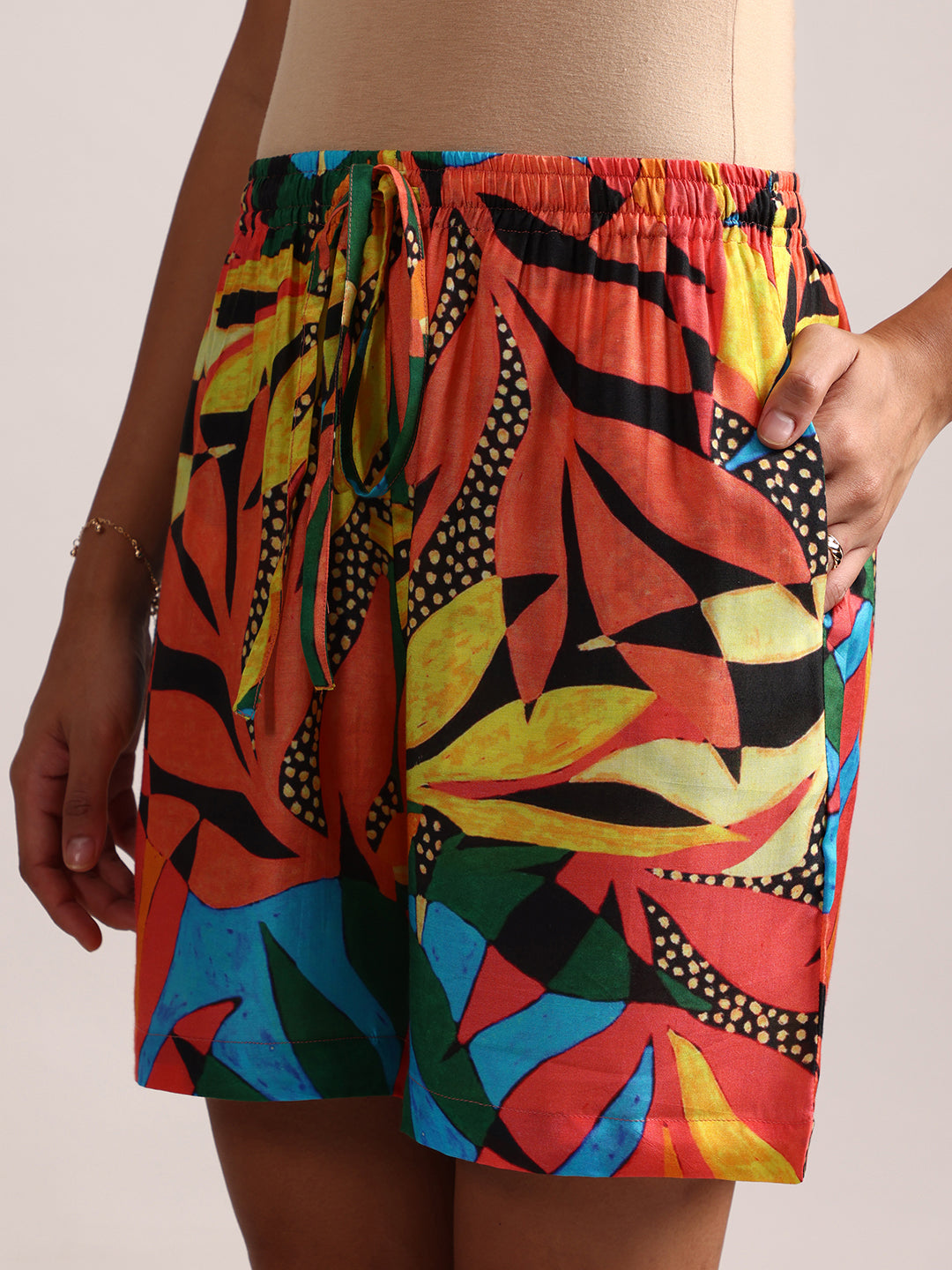 Multicoloured Muslin Tropical Shirt Styles Co-ords Set