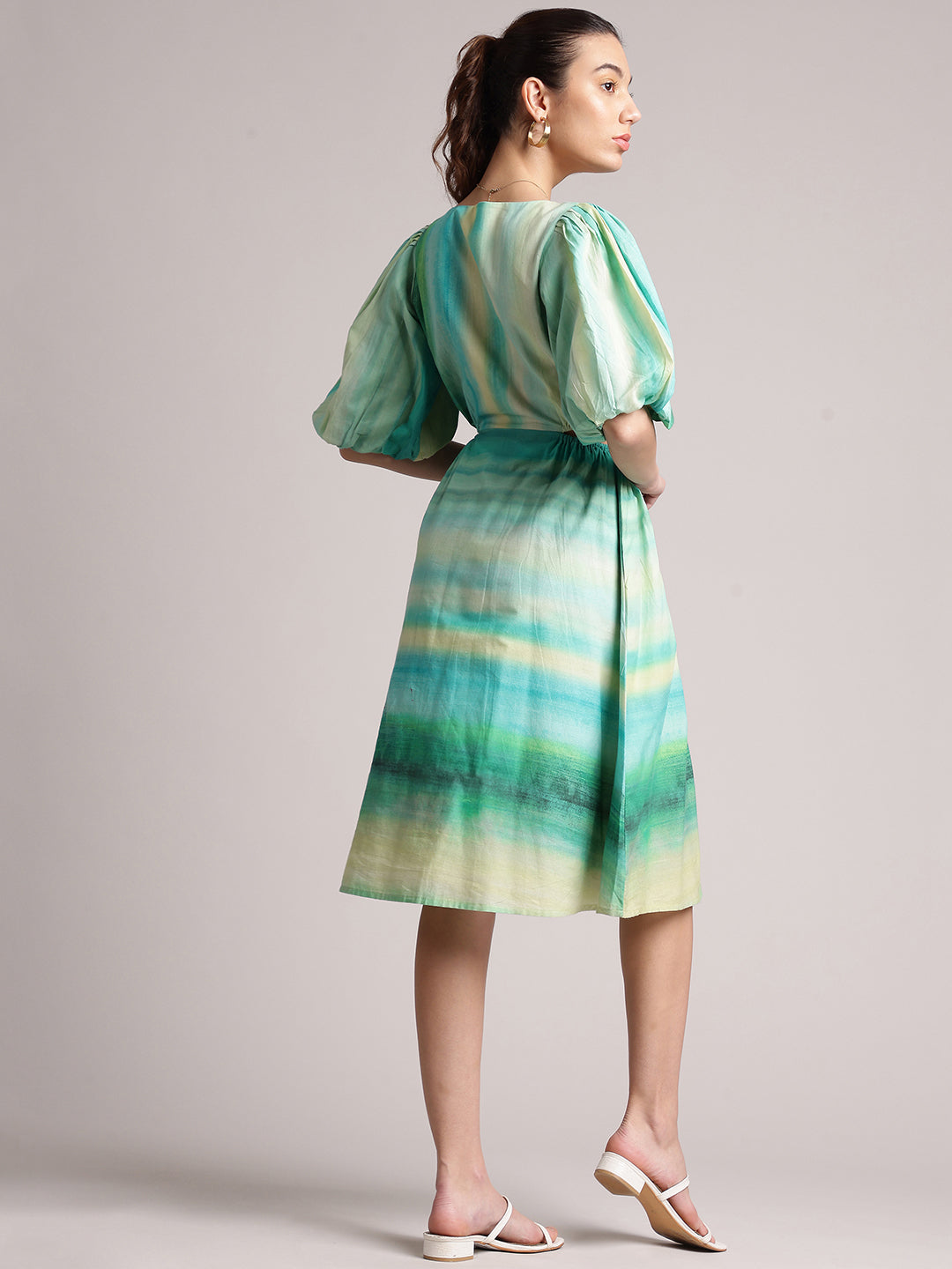 Multicolor Cotton Abstract Fit & Flare Dress