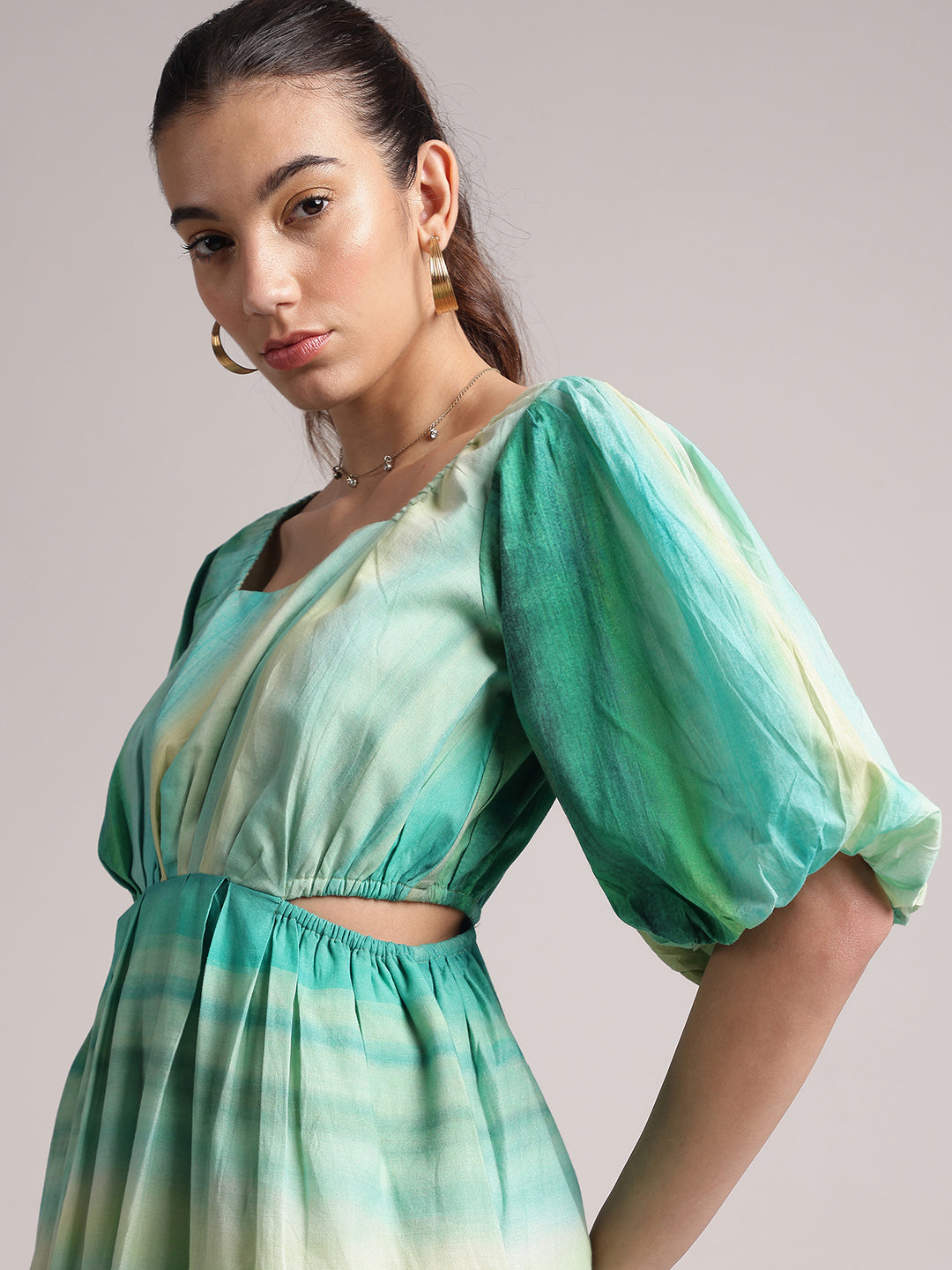 Multicolor Cotton Abstract Fit & Flare Dress