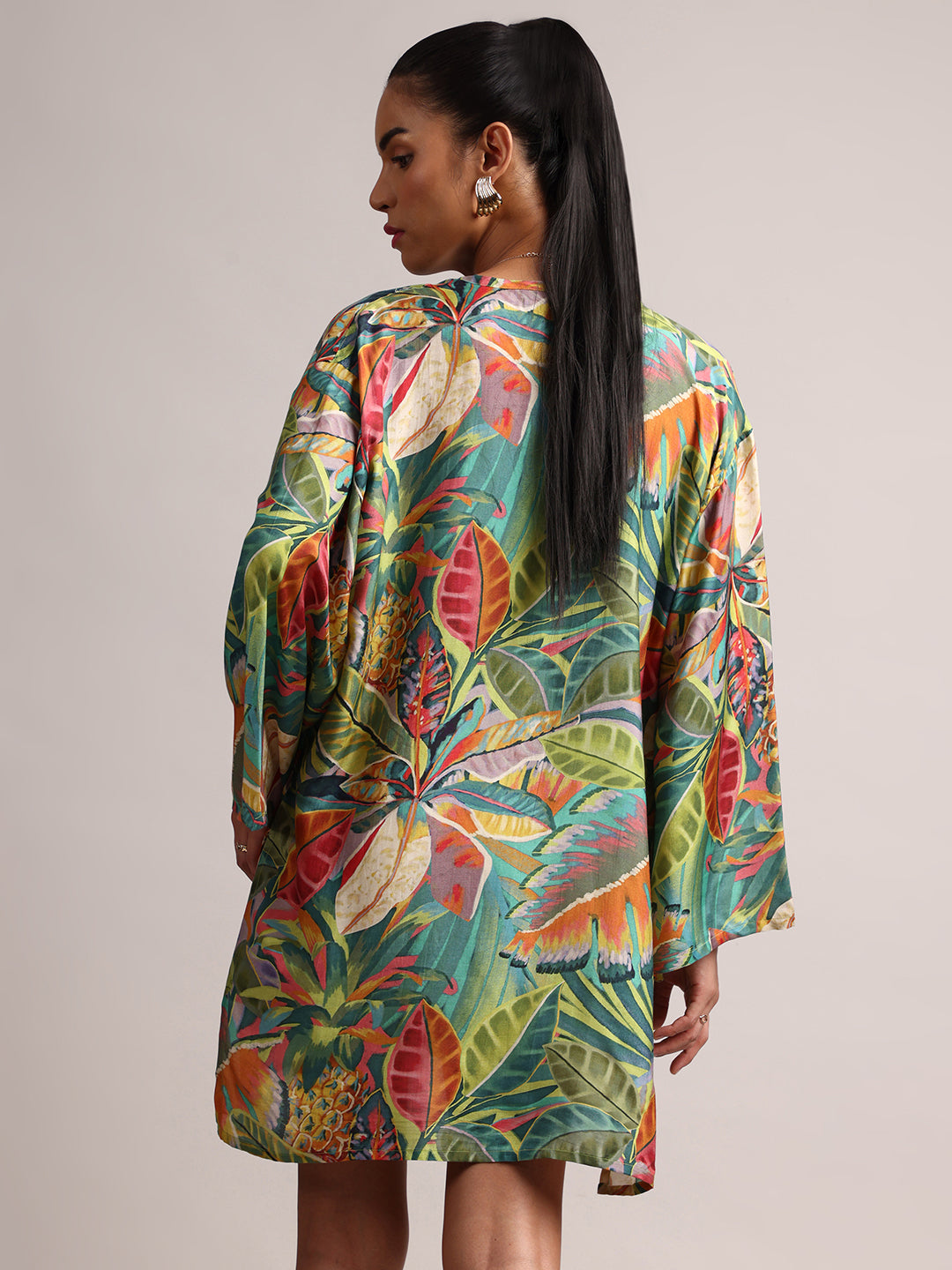 Green Muslin Tropical Regular Shrug