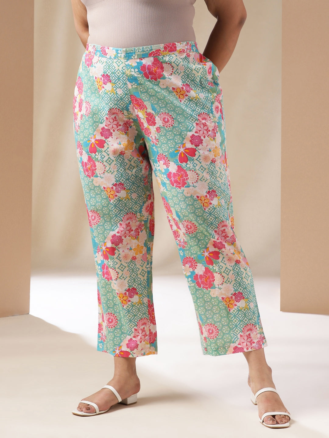 Plus Size Multicolor Cotton Ethnic Motifs A-Line Co-ord Set