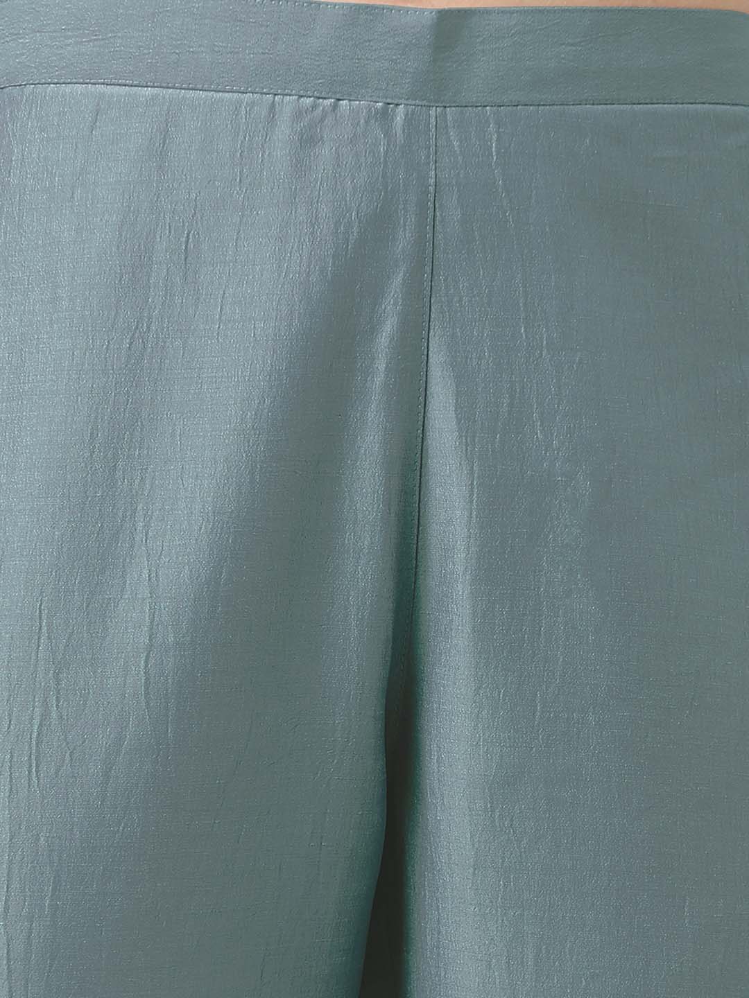 Ice Blue Chinnon Embroidered Regular Kurta Set