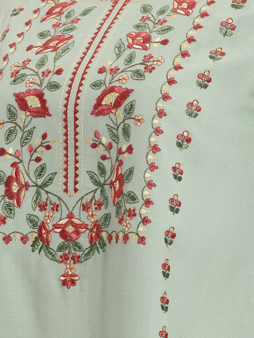 Janasya Women's Mint Green Rayon Embroidered Straight Tunic