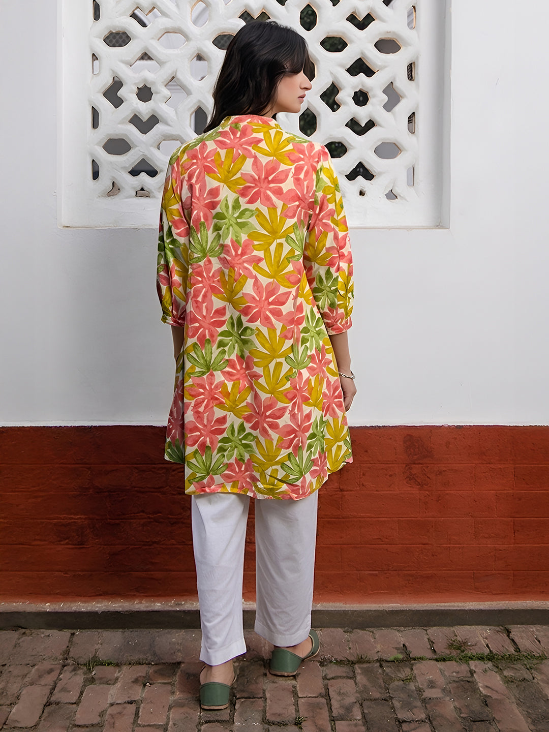 Janasya Women's Multicolor Pure Cotton Floral Printed A-Line Tunic