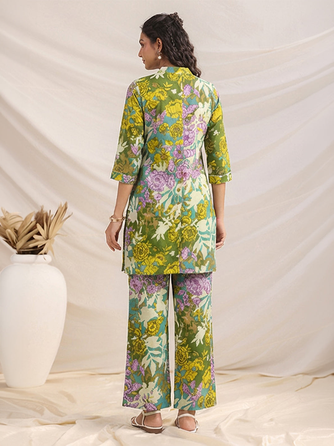 Janasya Women's Multicolor Pure Cotton Floral Printed Straight Co-Ord Set