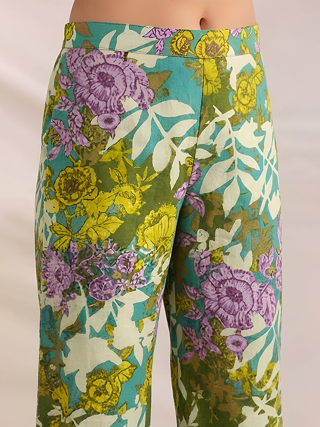 Janasya Women's Multicolor Pure Cotton Floral Printed Straight Co-Ord Set