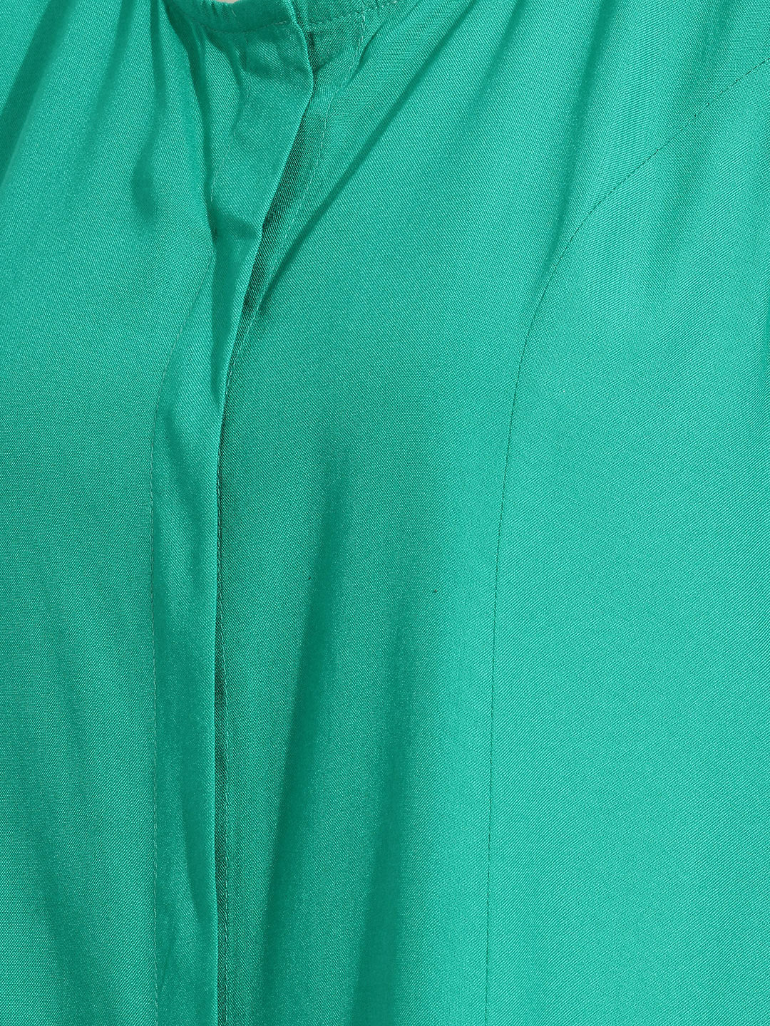 Janasya Women's Green Rayon Solid A-Line Top