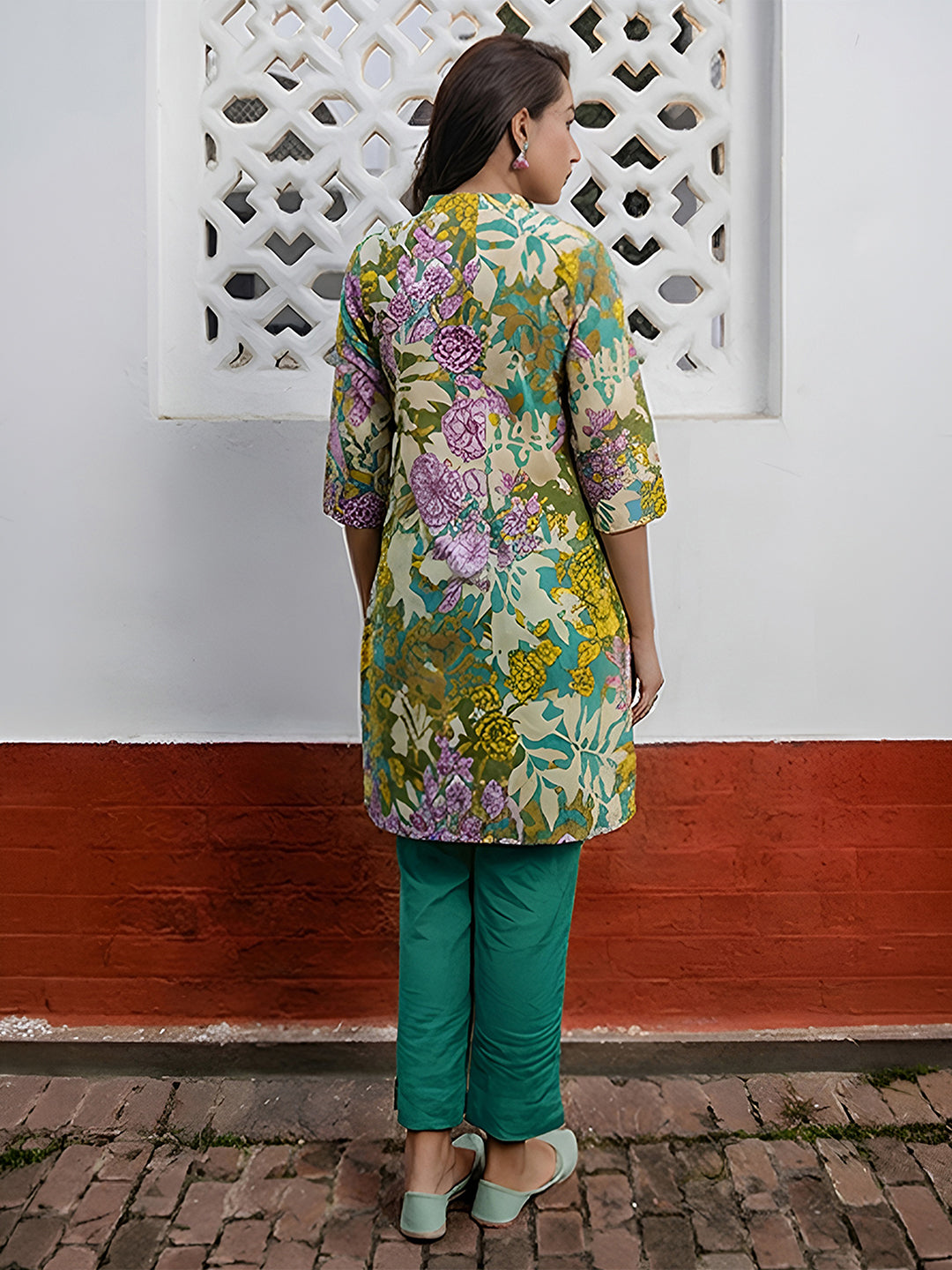 Janasya Women's Multi Pure Cotton Floral Printed A-line Tunic