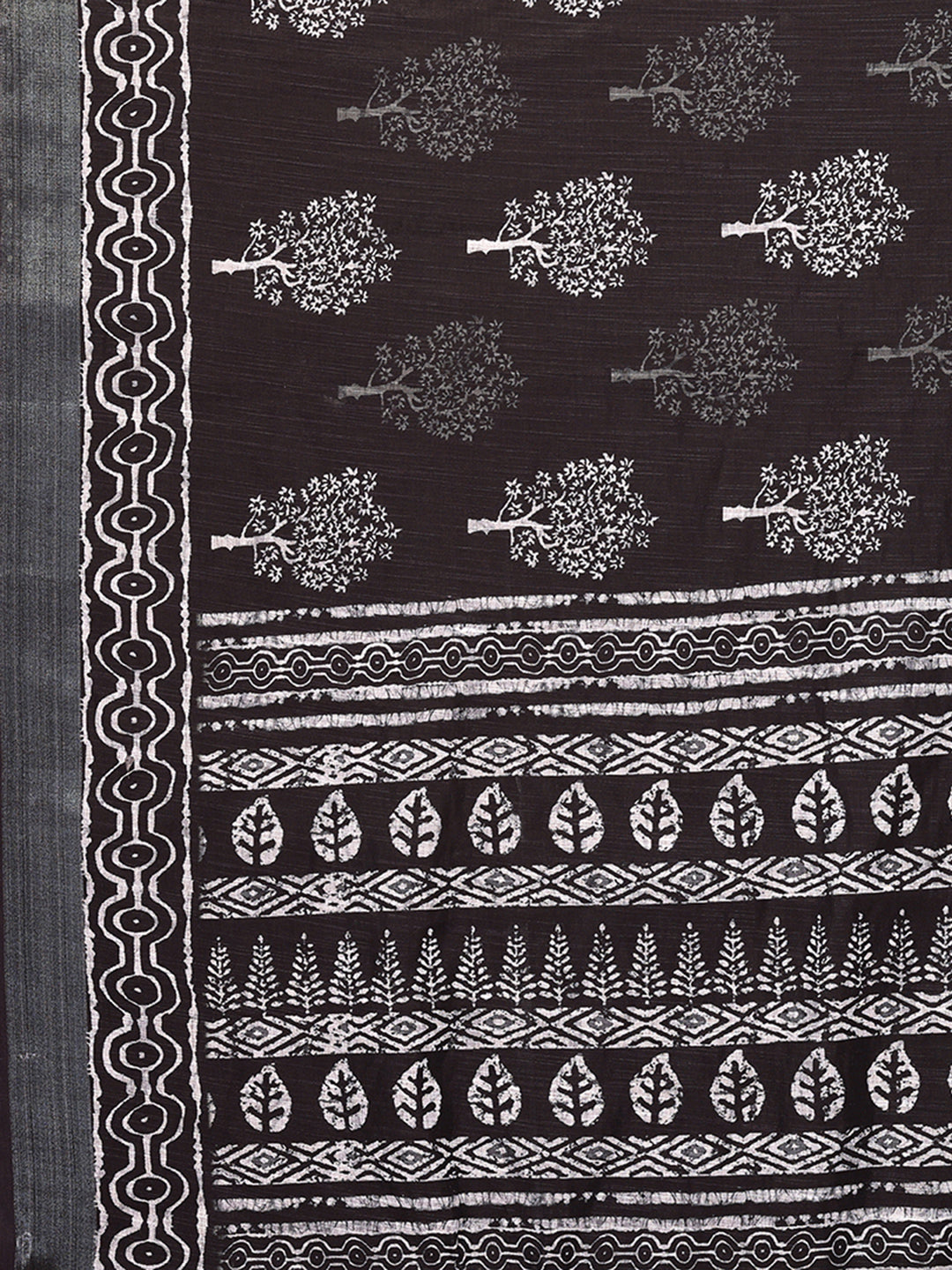 Black Linen Blend Floral Printed Daily Wear Saree with Blouse Piece