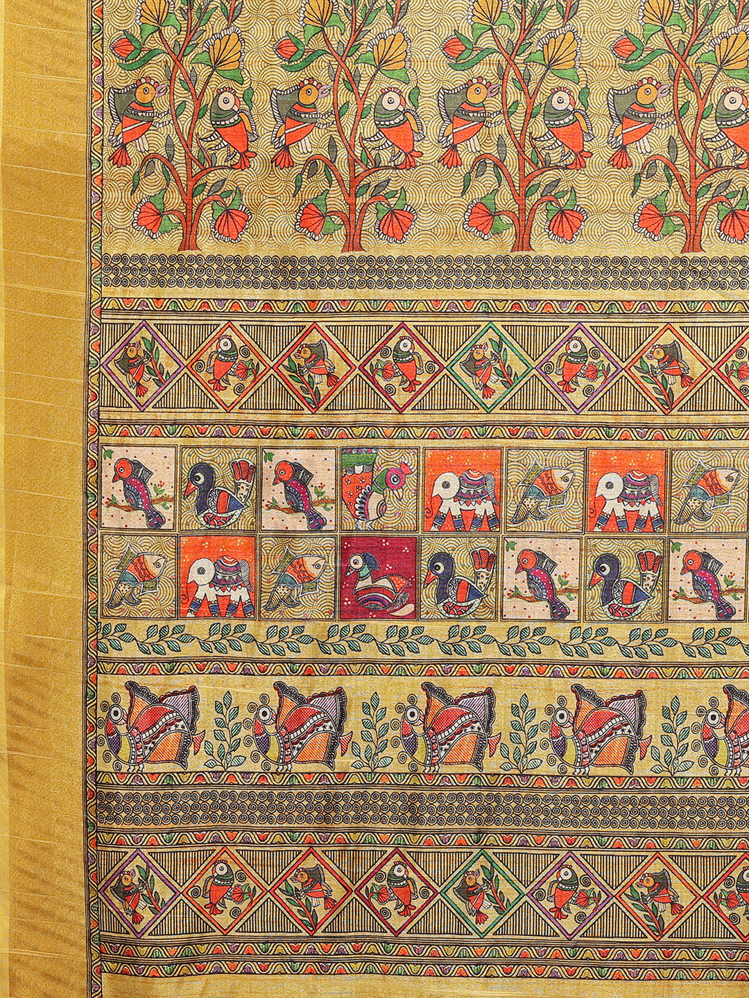 Yellow Chanderi Silk Kalamkari Printed Kalamkari Saree with Blouse Piece