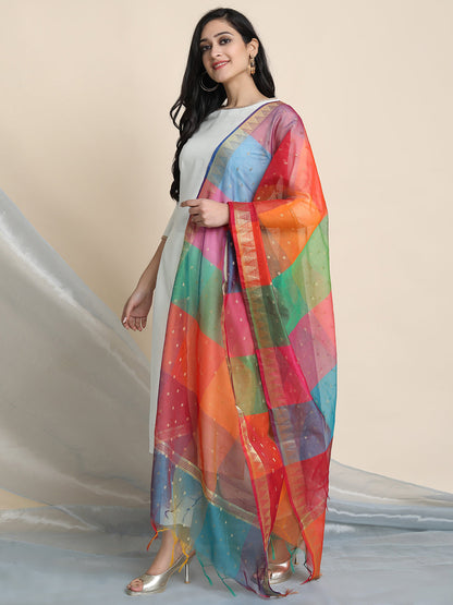 Off-White Poly Silk Solid Kurta with Pant and Dupatta Janasya