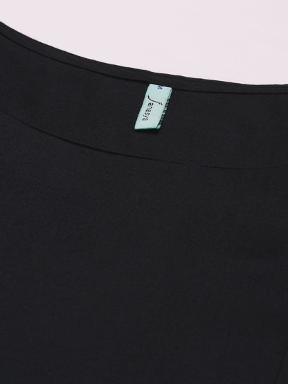 Black Rayon Solid Kurta with Dupatta