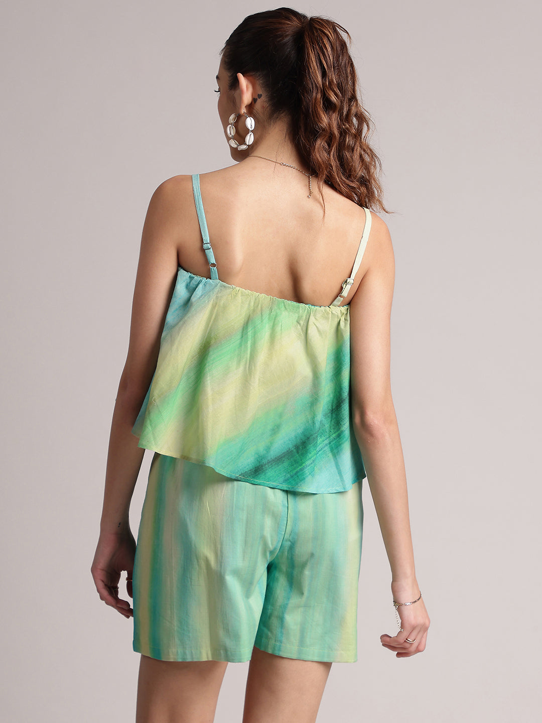 Multicolor Cotton Abstract Layered Jumpsuit