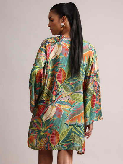 Green Muslin Tropical Regular Shrug